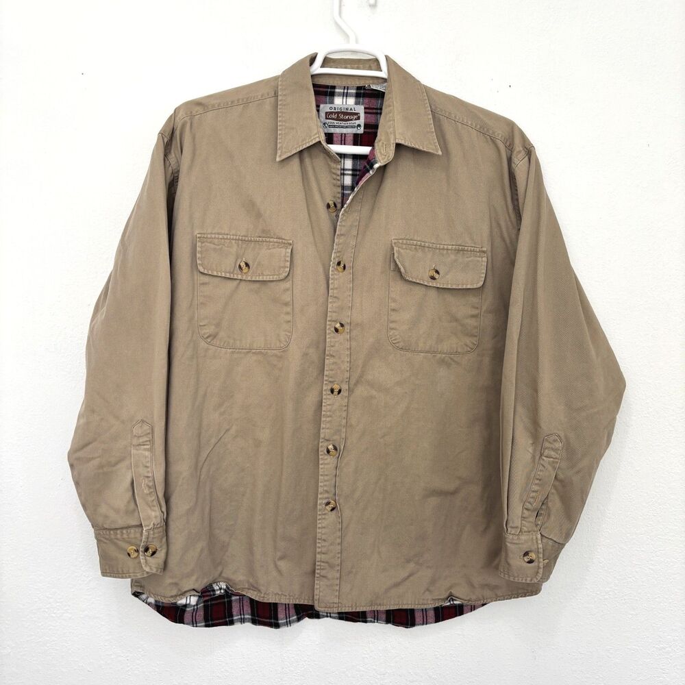 Cold Storage Vintage Foul Weather Mens Flannel Lined Shirt XL Utility Gorpcore